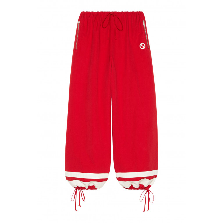 Gucci- Tie-Cuff Cotton Pants Red