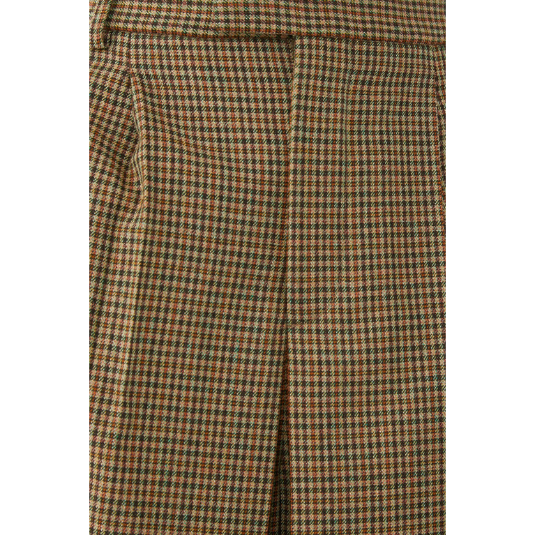 Gucci- Houndstooth Wool Trousers Brown