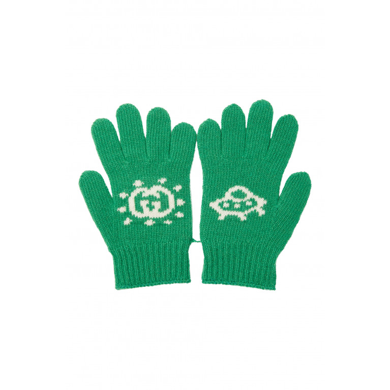 Gucci- Kids UFO Wool Gloves Green