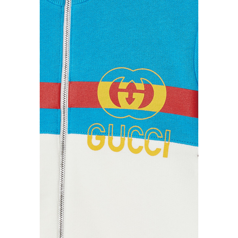 Gucci- Logo Color-Blocked Zip Jacket White