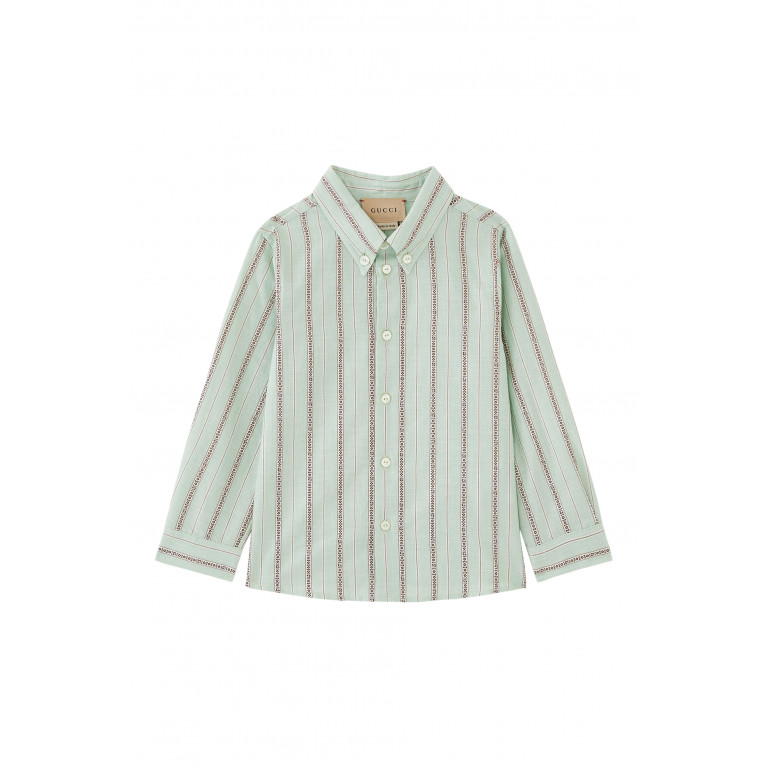 Gucci- Kids Fil A Fil Striped Shirt Green