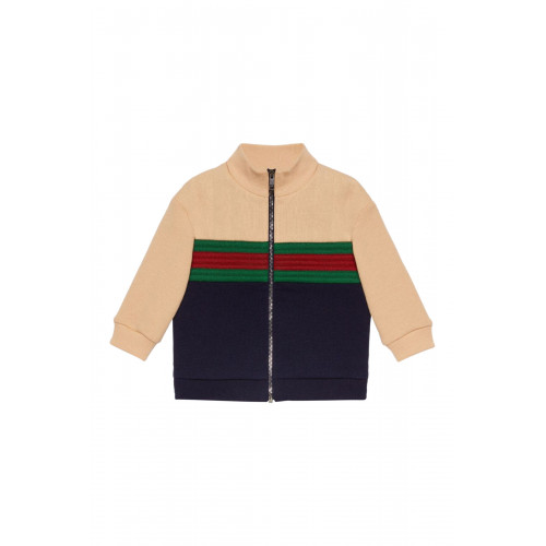Gucci- Kids Felted Cotton Jersey Zip Jacket Multicolor