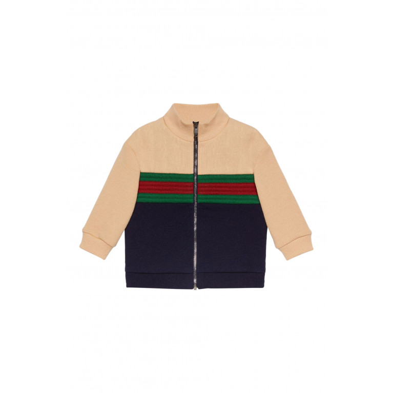 Gucci- Kids Felted Cotton Jersey Zip Jacket Multicolor