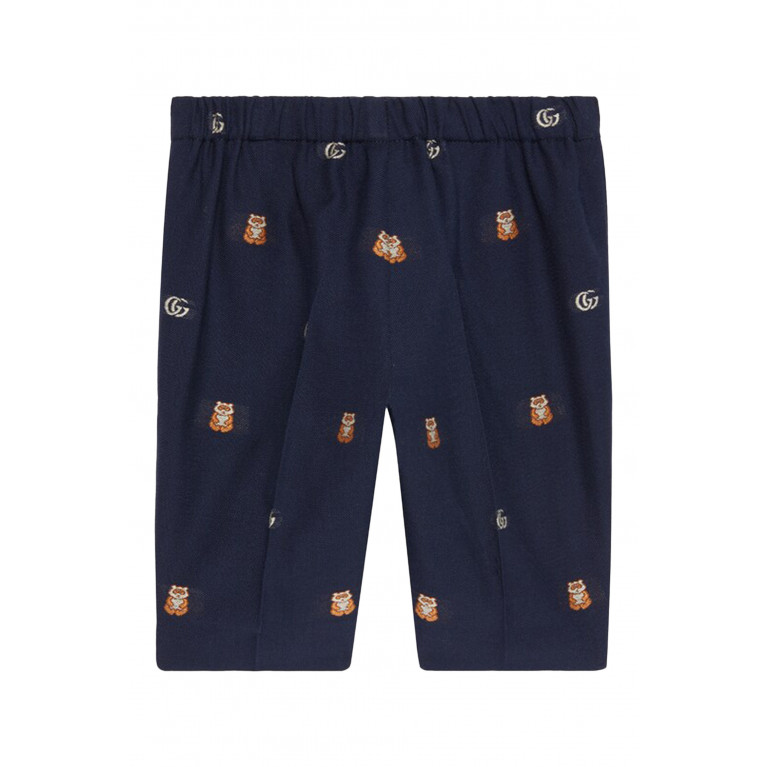 Gucci- Kids Double G Wool Trousers Navy