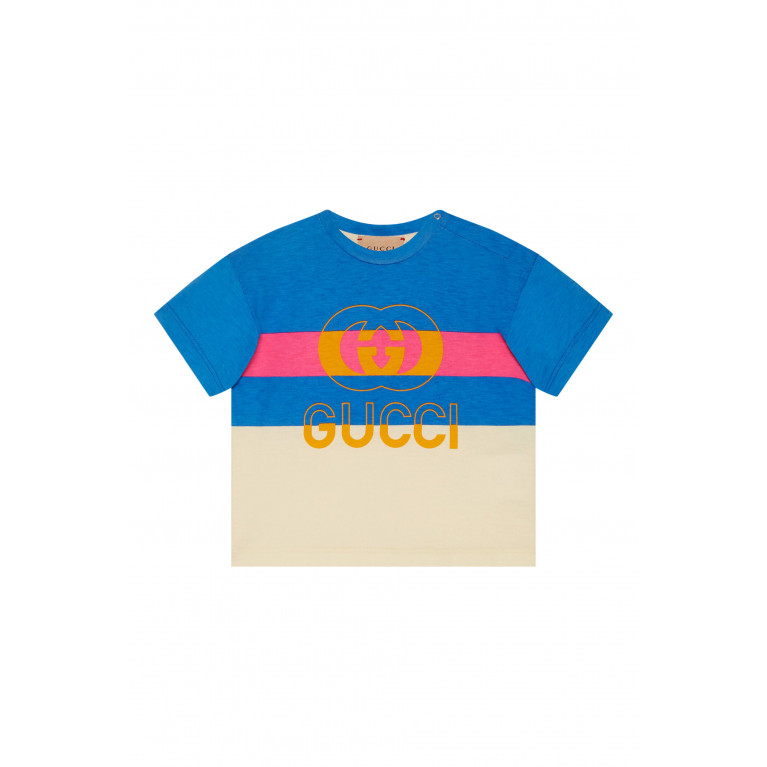 Gucci- Logo Cotton T-Shirt Ivory/Blue