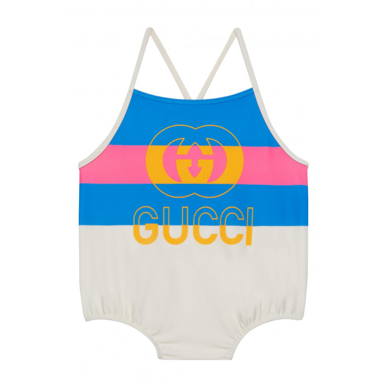 Gucci- Printed Lycra Swimsuit White