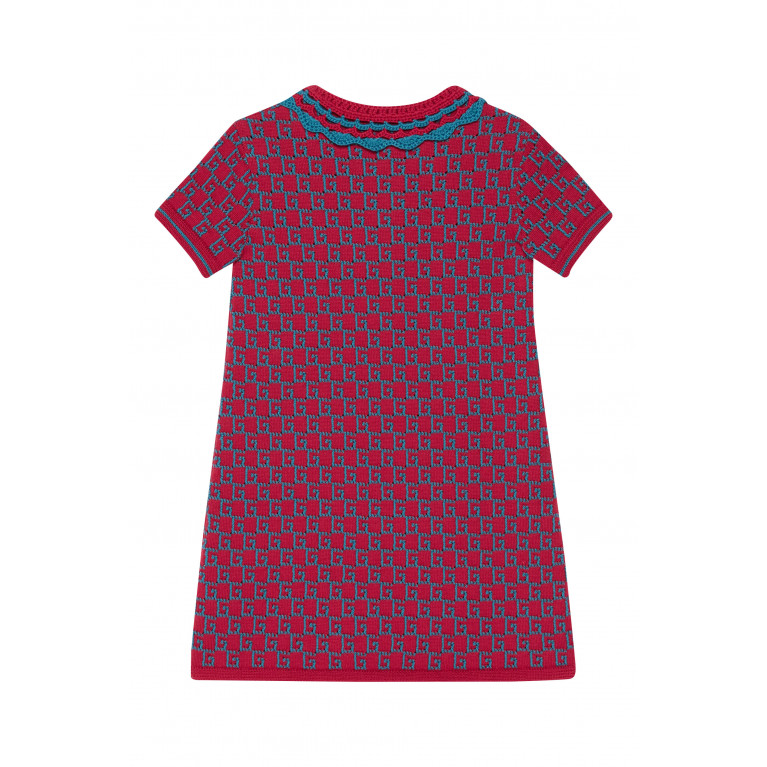 Gucci- Kids Square G Cotton Knit Dress Red