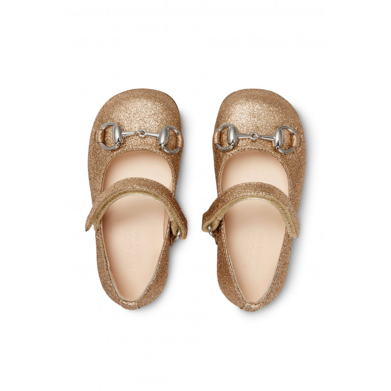Gucci- Kids Toddler Horsebit Ballet Flats Gold