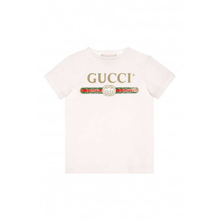 Gucci- Logo Print Crewneck T-Shirt White