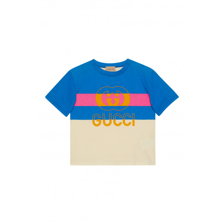 Gucci- Block Color Logo T-Shirt Blue