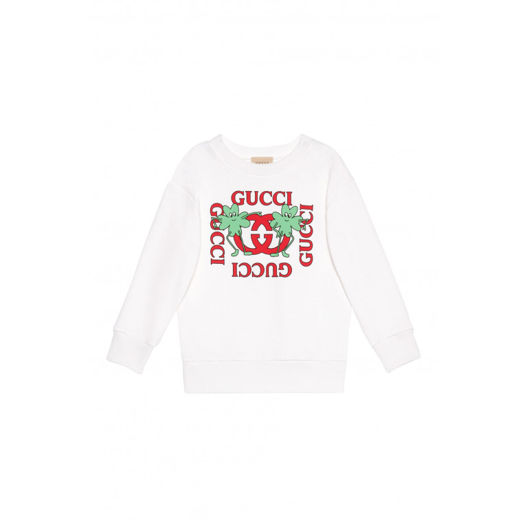 Gucci- Graphic Logo Cotton Sweatshirt White