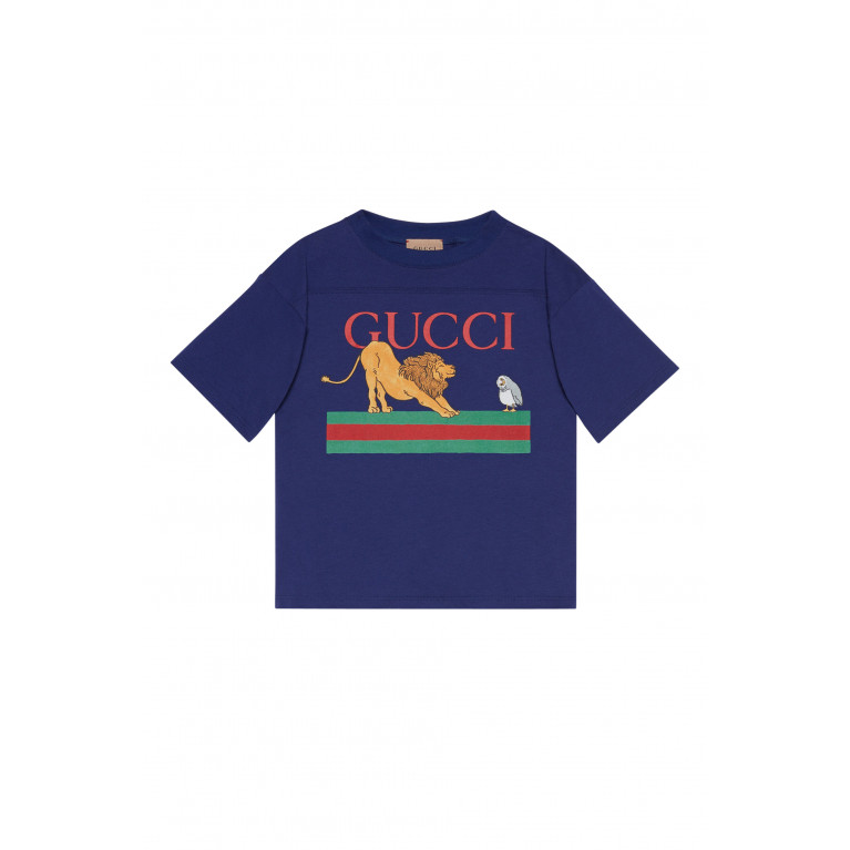 Gucci- Web Print T-Shirt Blue