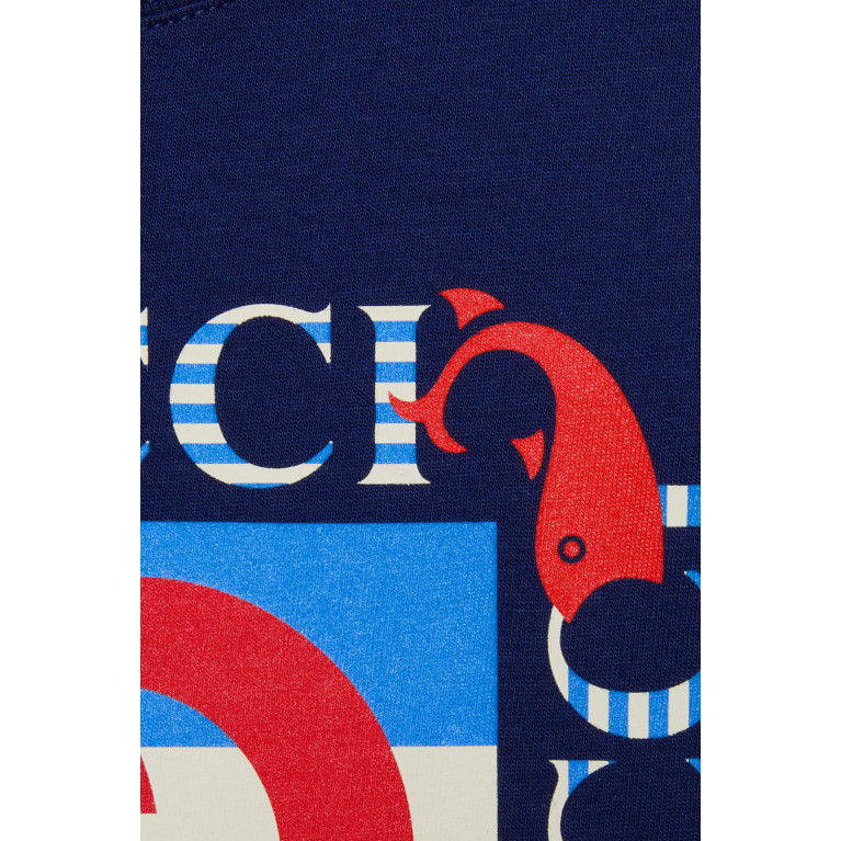 Gucci- Cosmogonie Logo Print T-Shirt Blue