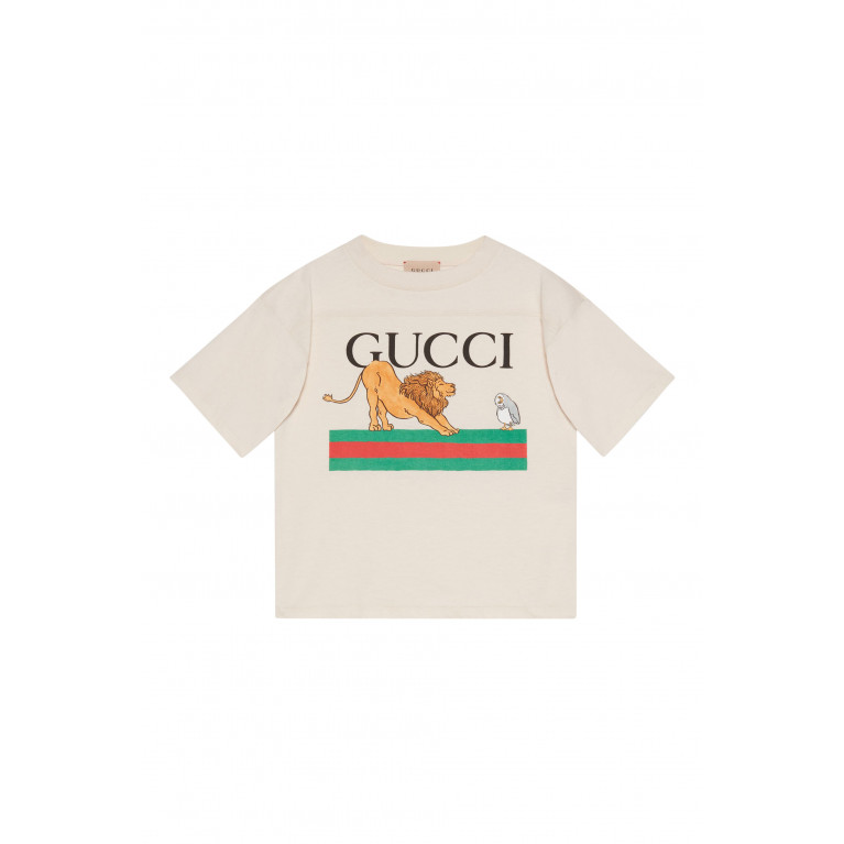 Gucci- Web Print T-Shirt Off-White