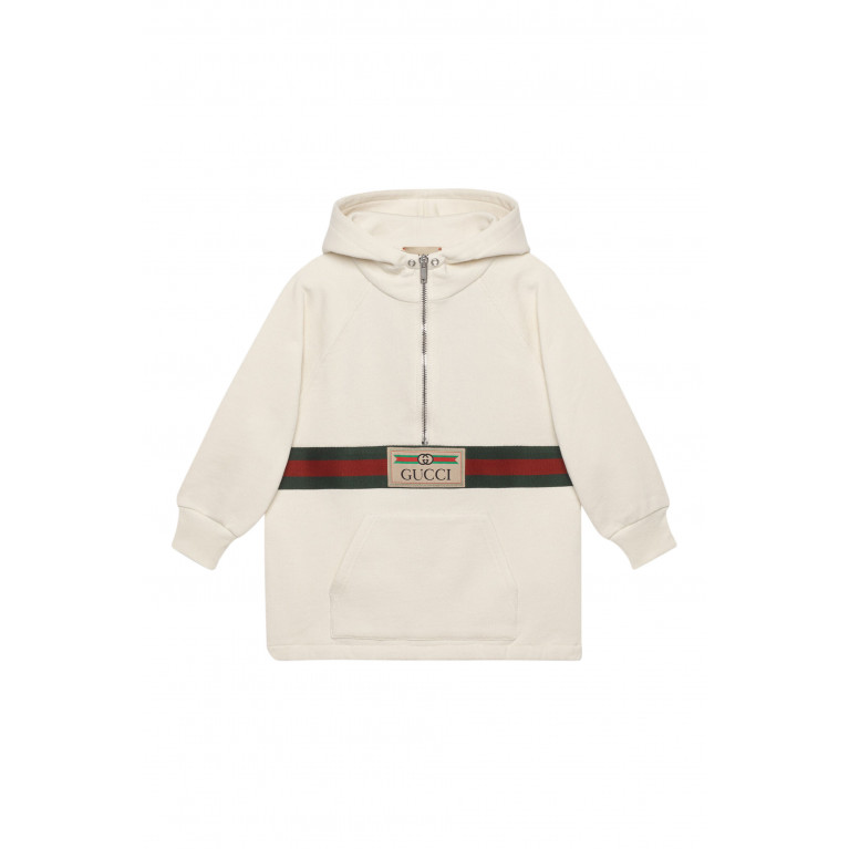 Gucci- Felted Hoodie with Label White