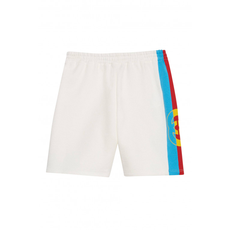 Gucci- Logo Cotton Jersey Bermuda Shorts White/Blue