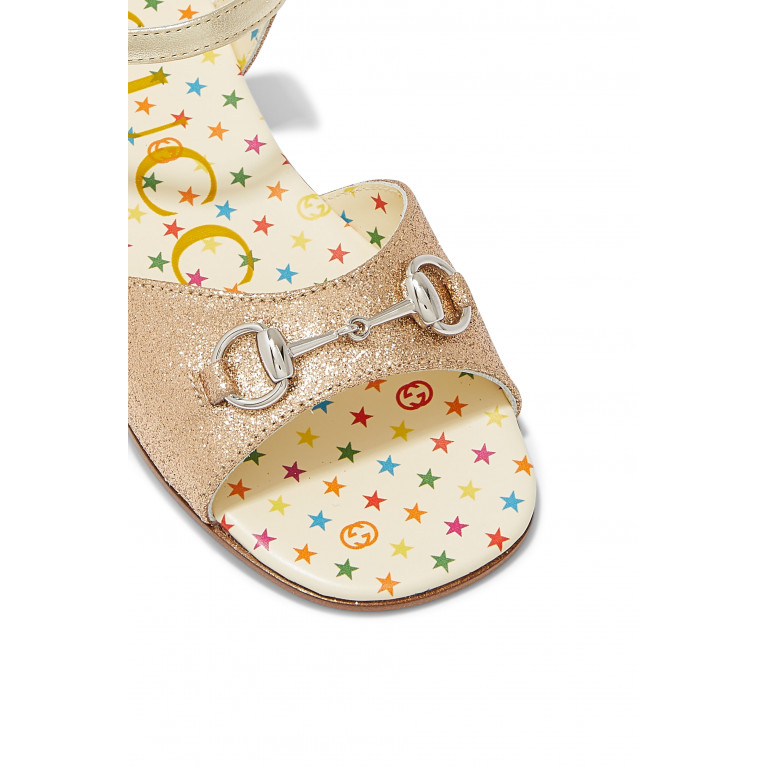 Gucci- Children's Glitter Sandal with Horsebit Gold