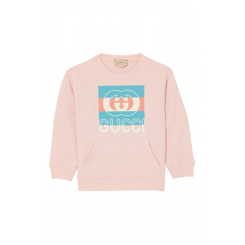 Gucci- Felted Cotton Logo Sweatshirt Pink