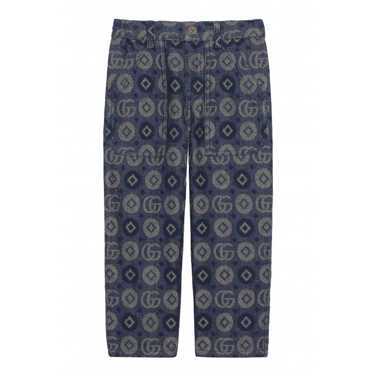Gucci- Denim Monogram Pants Dark Blue