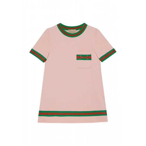 Gucci- Kids Cotton Jersey Horsebit Dress Pink
