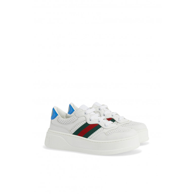 Gucci- Kids Sneakers With Web Stripe White
