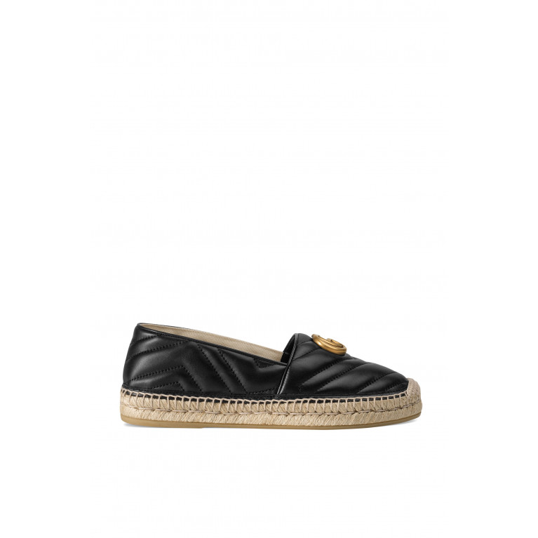 Gucci- Leather Espadrilles with Double G Black