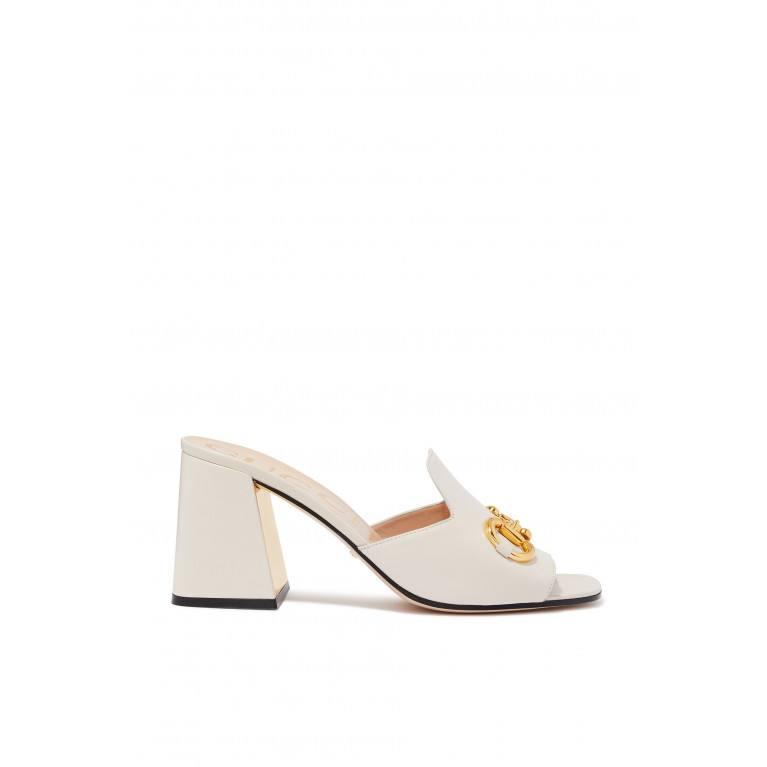 Gucci- Horsebit Slide Sandals White