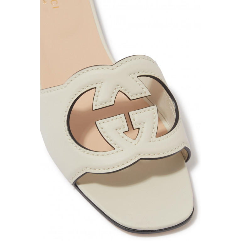 Gucci- Interlocking G Cut-Out Slides White
