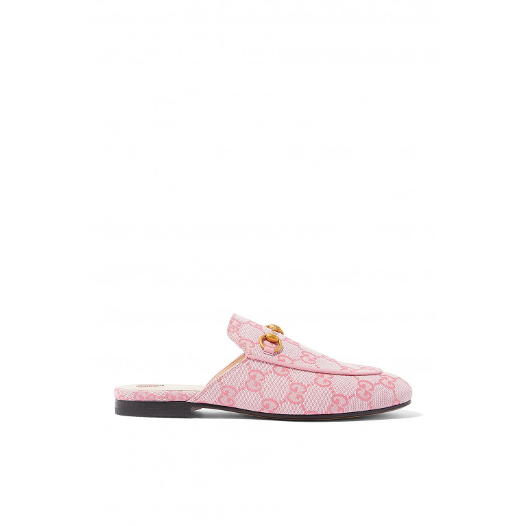 Gucci- GG Canvas Princetown Mules Pink