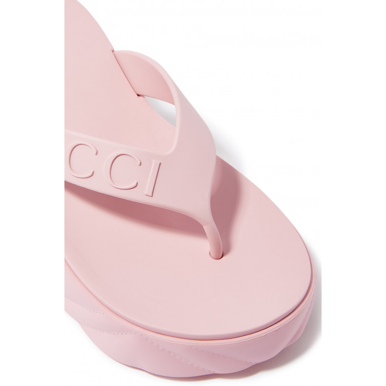 Gucci- Flip Flop Platform 50 Rubber Sandals Pink