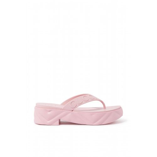 Gucci- Flip Flop Platform 50 Rubber Sandals Pink