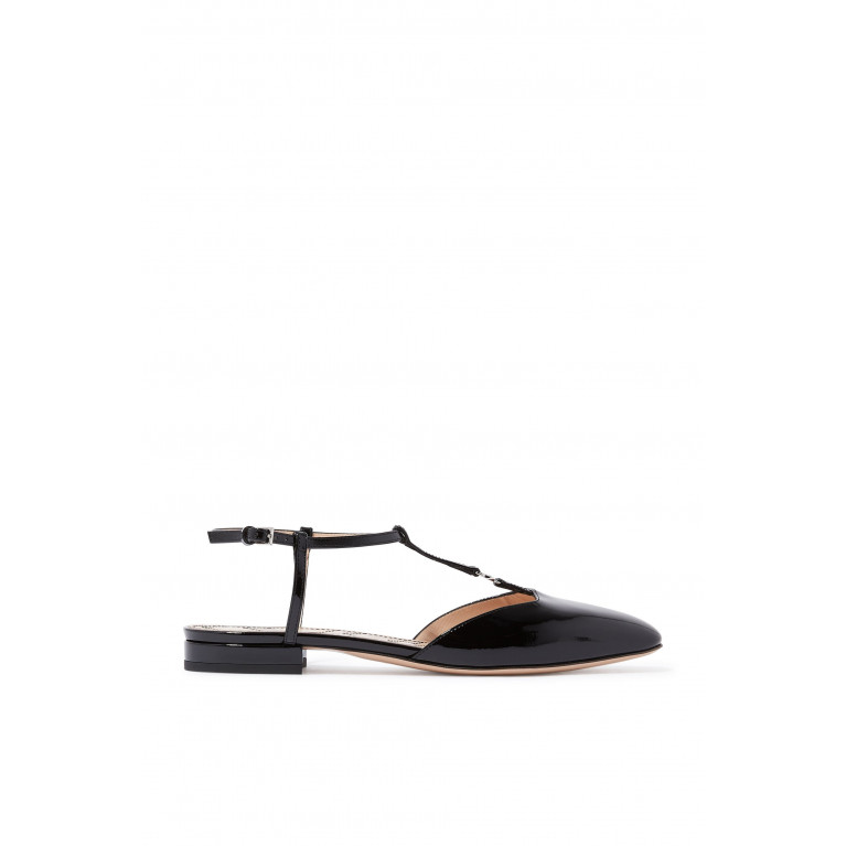 Gucci- Double G Leather Ballet Flats Black