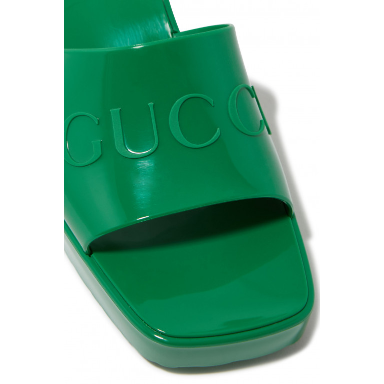 Gucci- Logo Rubber Mules Green