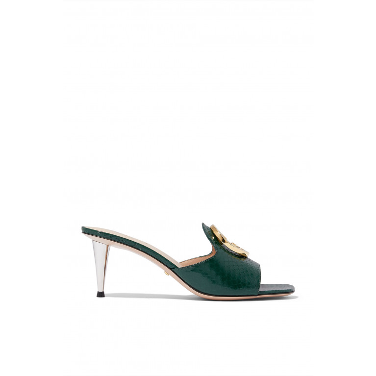 Gucci- Nojum Blondie 65 Python Sandals Green