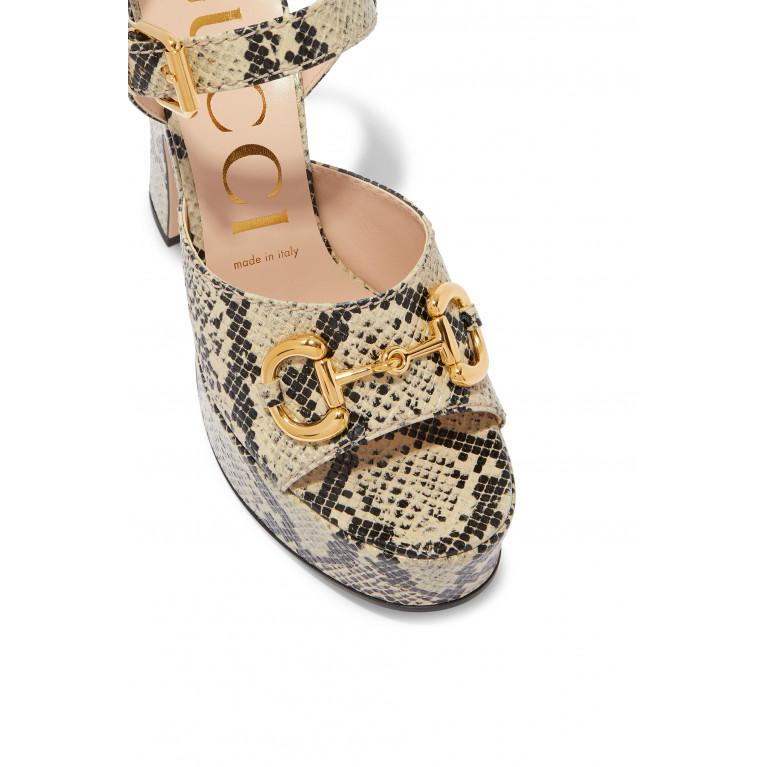 Gucci- Horsebit Platform Sandals Multi color