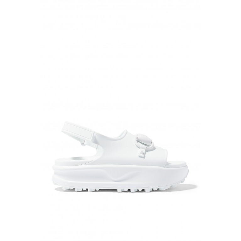 Gucci- Horsebit Rubber Flatform Sandals White
