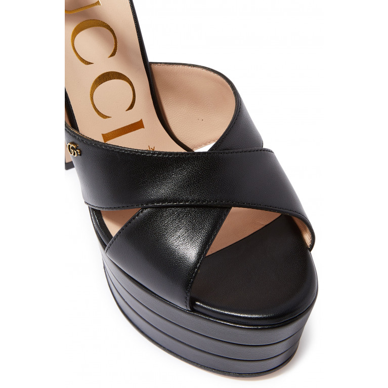 Gucci- Platform 135 Leather Sandals Black
