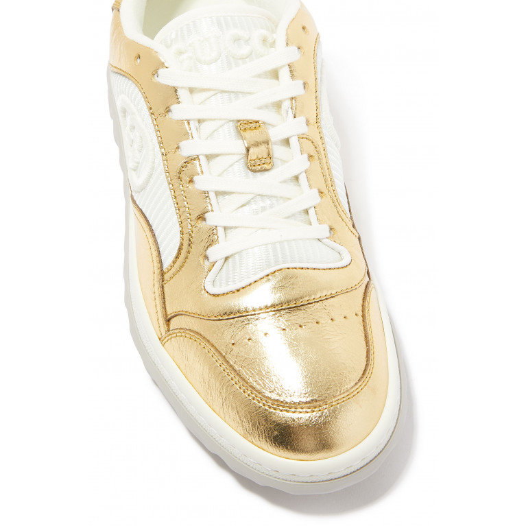 Gucci- MAC80 Metallic Leather And Fabric Sneakers White