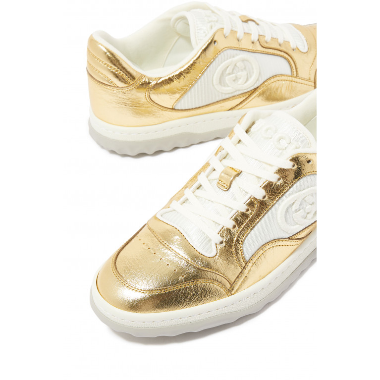 Gucci- MAC80 Metallic Leather And Fabric Sneakers White