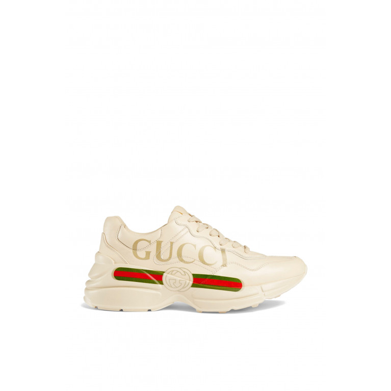 Gucci- Rhyton Logo Leather Sneakers White