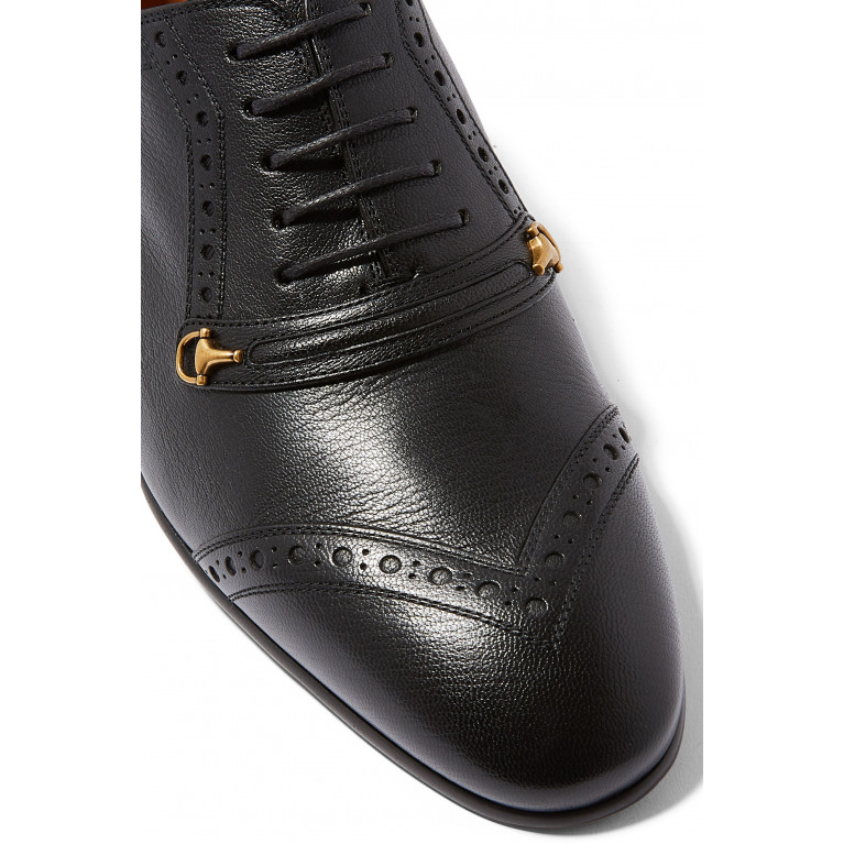 Gucci- Lace-Up Leather Brogue Shoes Black
