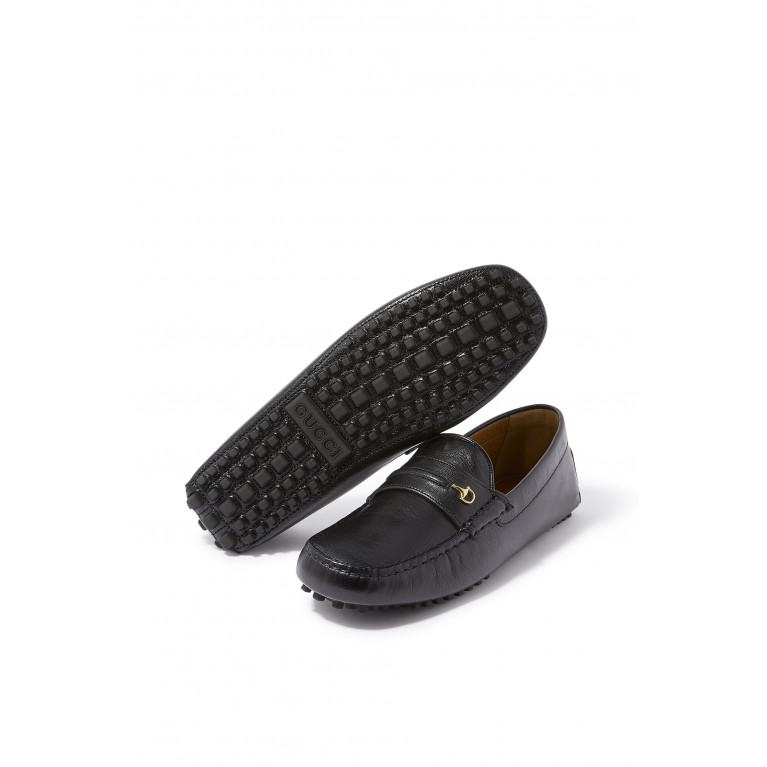 Gucci- Driver Half Horsebit Leather Loafers Black