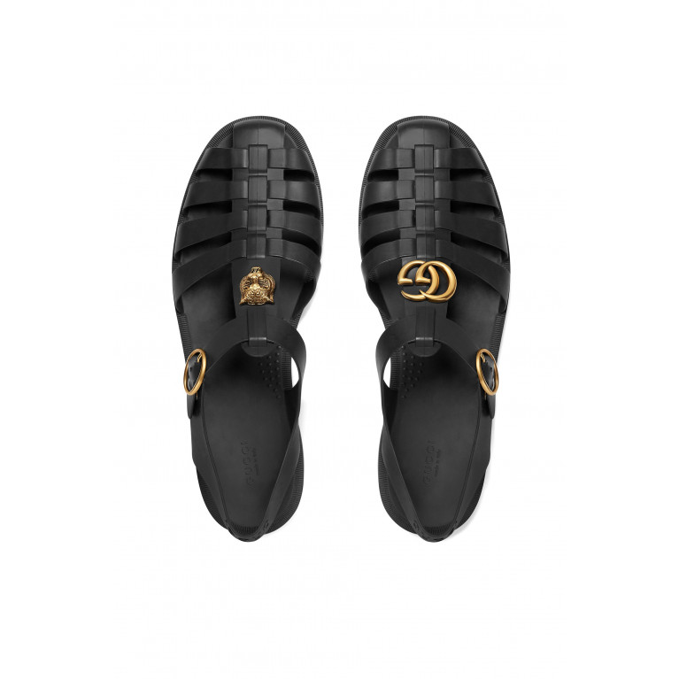 Gucci- Buckle Strap Sandals Black