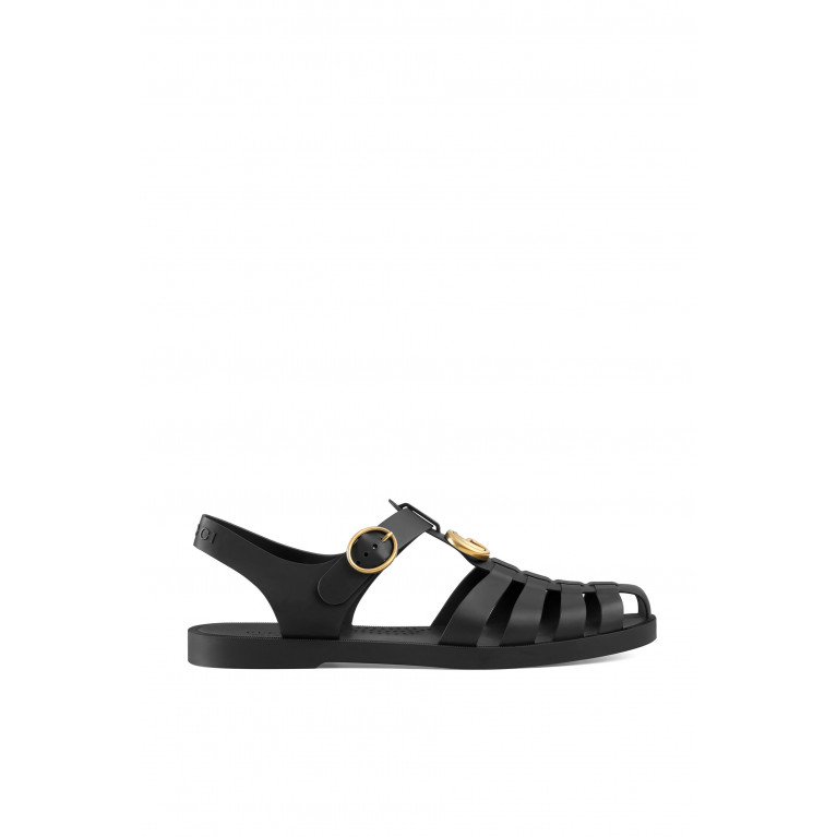 Gucci- Buckle Strap Sandals Black