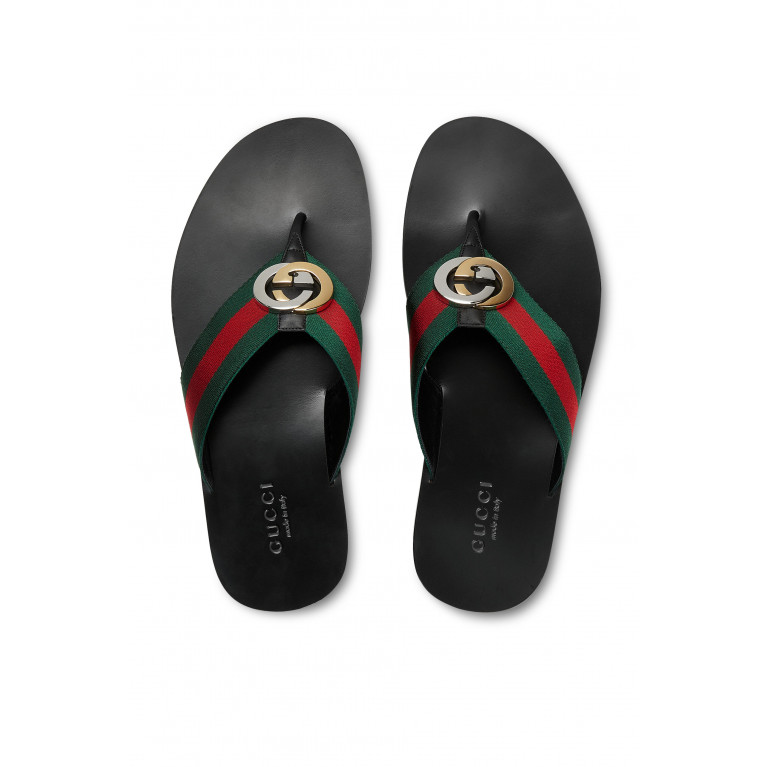 Gucci- Web Thong Sandals Black