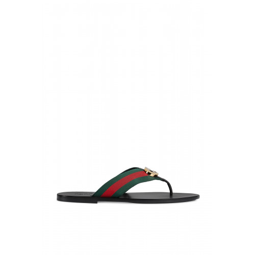 Gucci- Web Thong Sandals Black