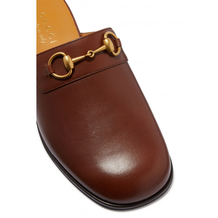 Gucci- Horsebit Leather Slip-Ons Brown
