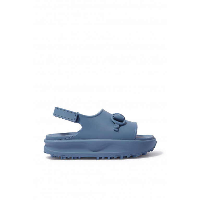 Gucci- Horsebit Rubber Flatform Sandals Blue
