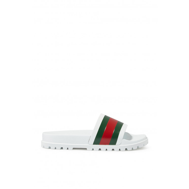 Gucci- Web Slide Sandals White