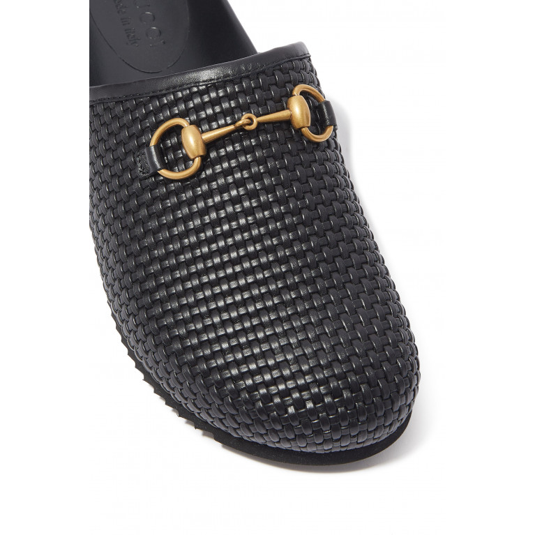 Gucci- Woven Horsebit Slippers Black